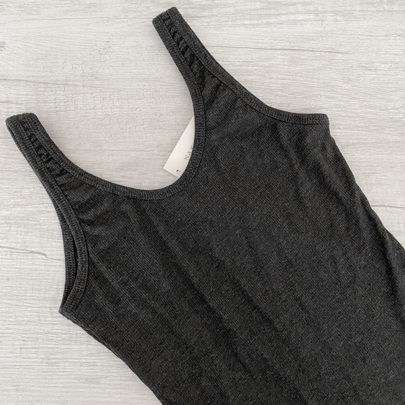 None Pants - Charcoal Gray Ribbed Bodysuit
